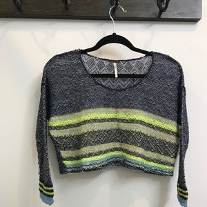 Free People Cropped Top Neon Striped, Small